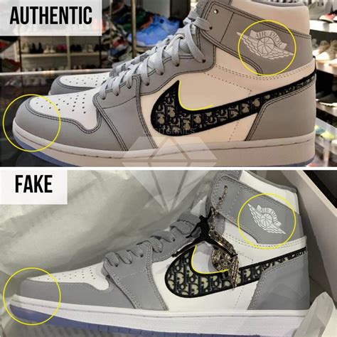 fake jordan diors|Air Dior Jordan 1 Sneakers: How To Spot The Real Deal.